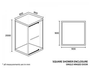 Shower Enclosure Square 900 x 900 x 2000mm