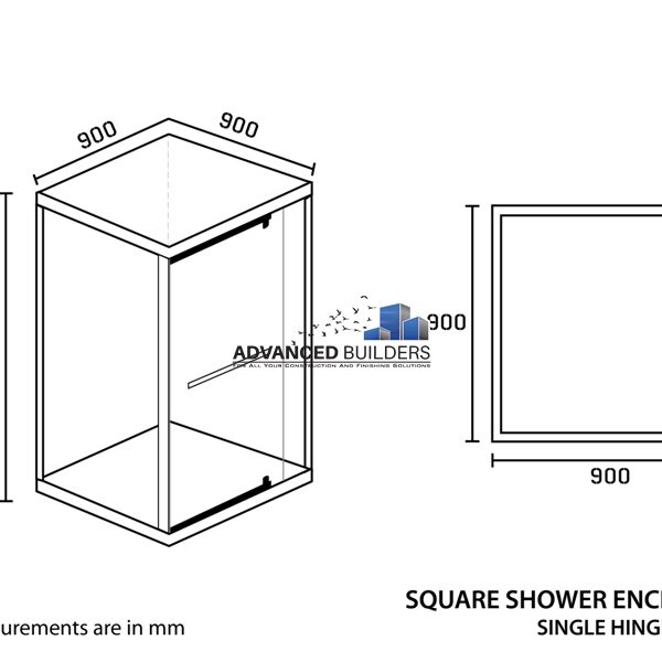 Shower Enclosure Square 900 x 900 x 2000mm