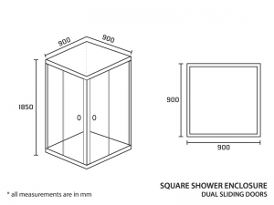 Shower Enclosure Square 900 x 900 x 1850mm