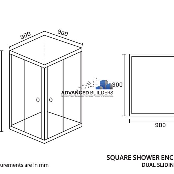 Shower Enclosure Square 900 x 900 x 1850mm